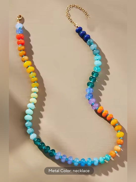 Anthropologie Jewelry - Colorful Multicolor Natural Stone Bead Necklace